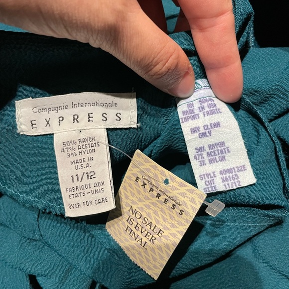 Vintage y2k Romper Teal Emerald long sleeve buttons 80’s-90’s shorts Fit Flare - Picture 5 of 5